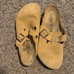 Mens Tan Suede Buckle Shoes